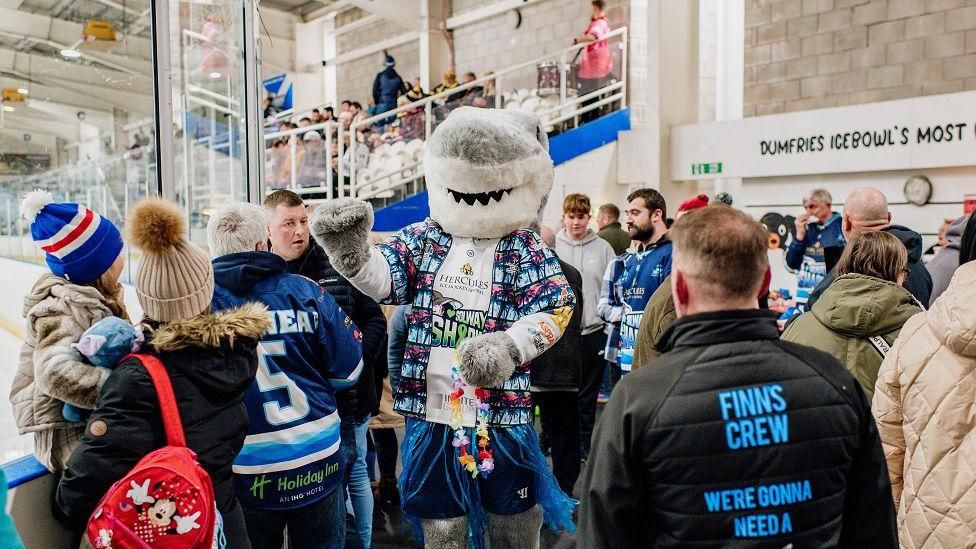 Solway Sharks match mascot Finn