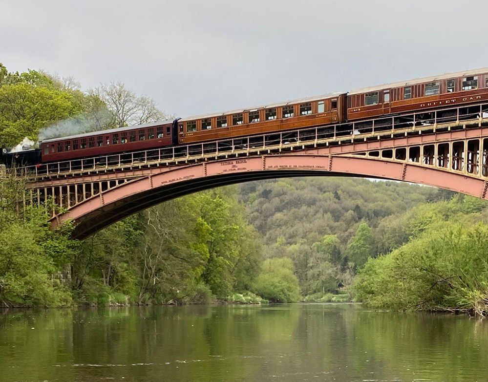 Train on a bridge