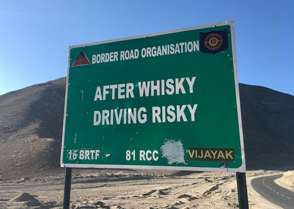 A sign warning about drink driving