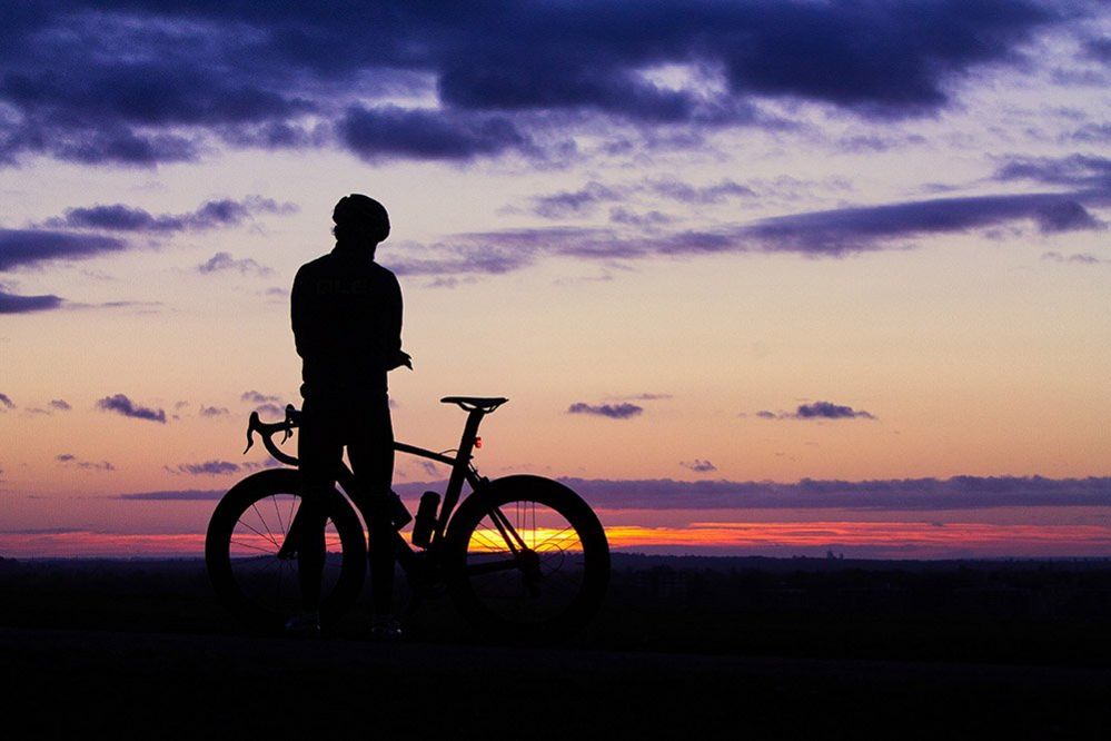 Cyclist against the sunset