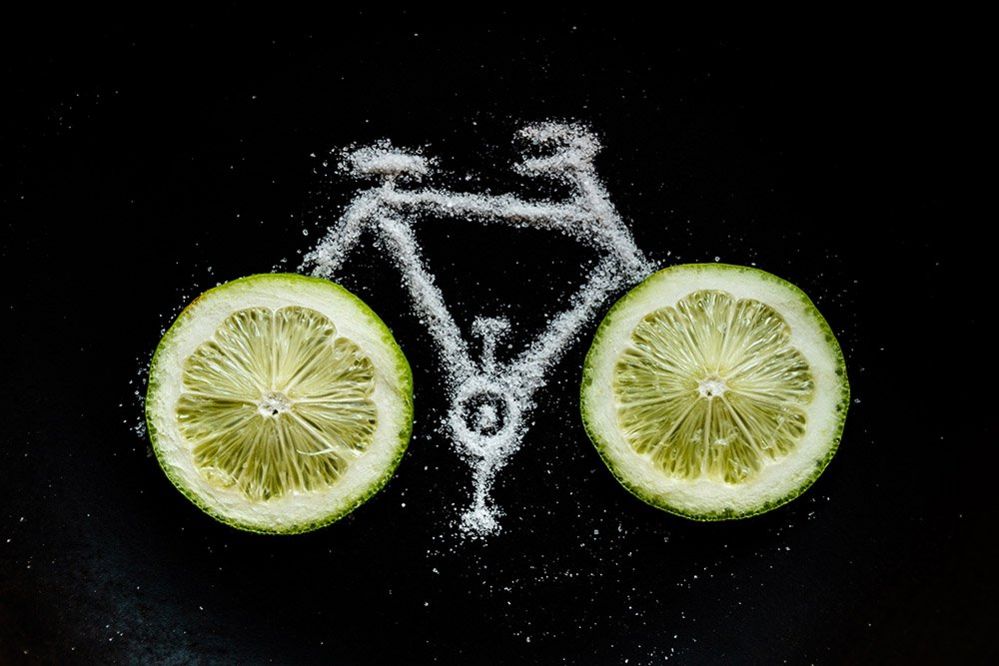 A bicycle made of a lime and some sugar