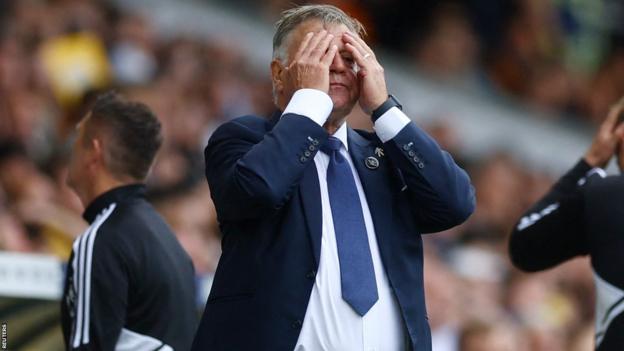 Leeds United boss Sam Allardyce reacts during his side's 4-1 home defeat to Tottenham