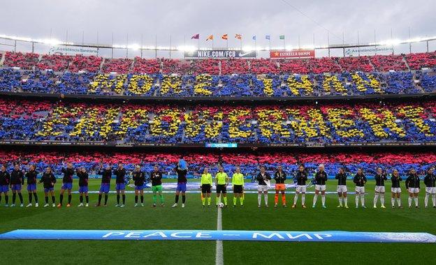 "More than empowerment" mosaic at Nou Camp