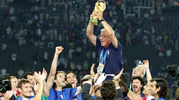 The ultimate for international managers - Marcelo Lippi holds the World Cup aloft