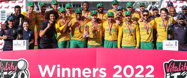 South Africa with the T20 series trophy