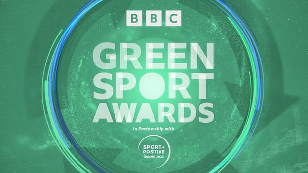 Graphic with the BBC Green Sport Awards logo and underneath the text In Partnership with the Sport Positive Summit logo