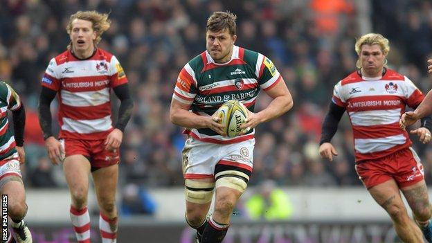 Ed Slater playing for Leicester Tigers