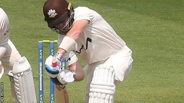 Surrey's England bat Ollie Pope hit the 32nd half-century of his first-class career