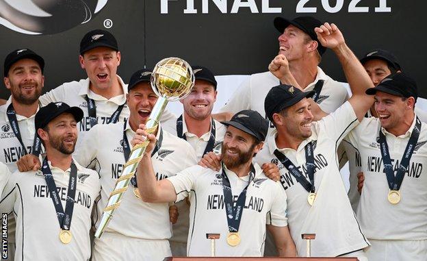 New Zealand celebrate winning the World Test Championship