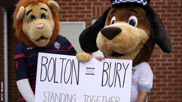 Mascots at Bolton and Bury