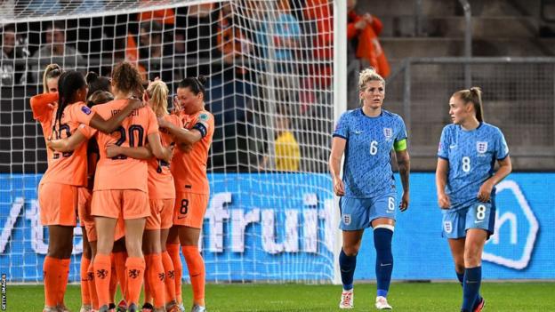 Lieke Martens scores the first goal for Netherlands against England