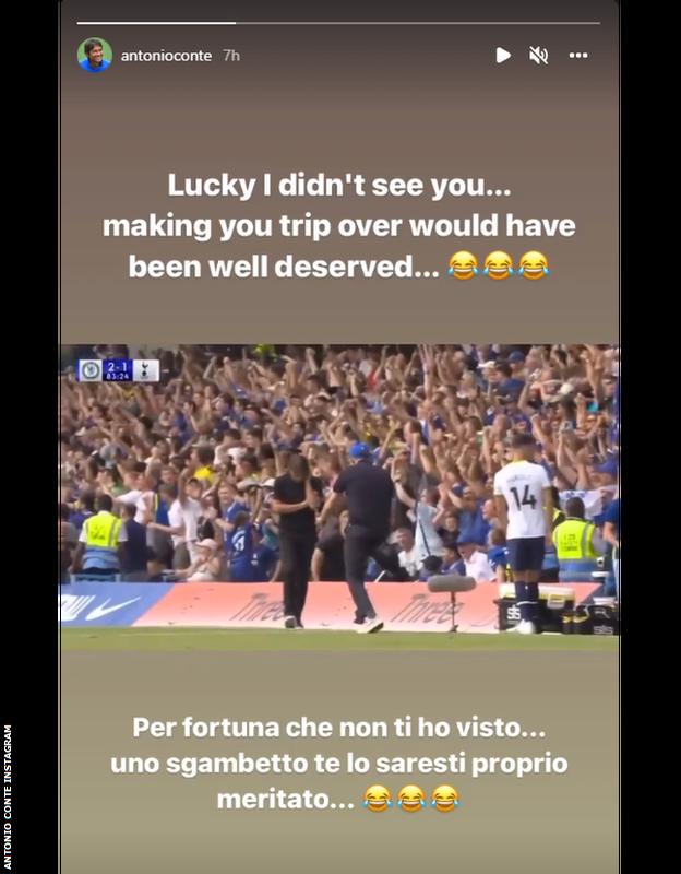 Antonio Conte on Instagram: "Lucky I didn't see you... making you trip over would have been well deserved"
