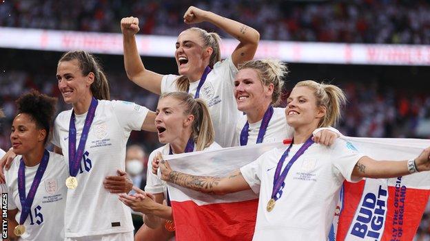 England celebrate Euro 2022 win