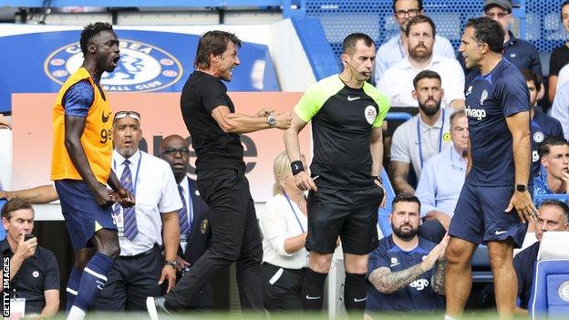 Antonio Conte's wild-eyed celebrations did not go down well with the coaching staff at his former club