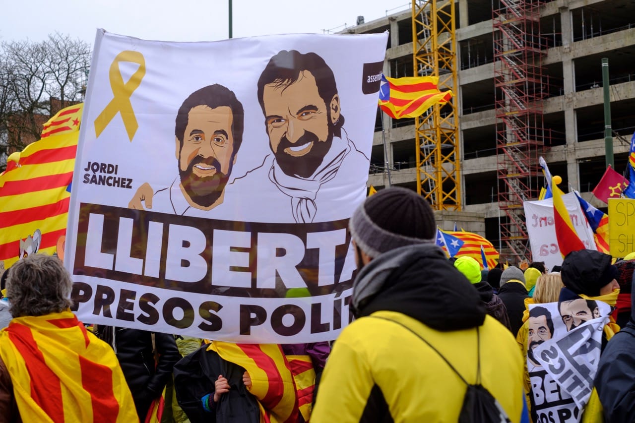 Thousands of Catalonian people call for the Independence of Catalonia in a demonstration in Brussels,Belgium, 7 December 2017, Thierry Monasse/Getty Images