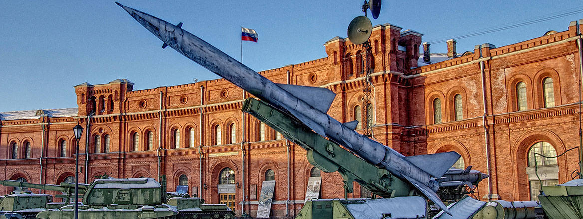 Ready for launch: a Soviet S-75 Dvina surface-to-air missile on display at a museum in St Petersburg