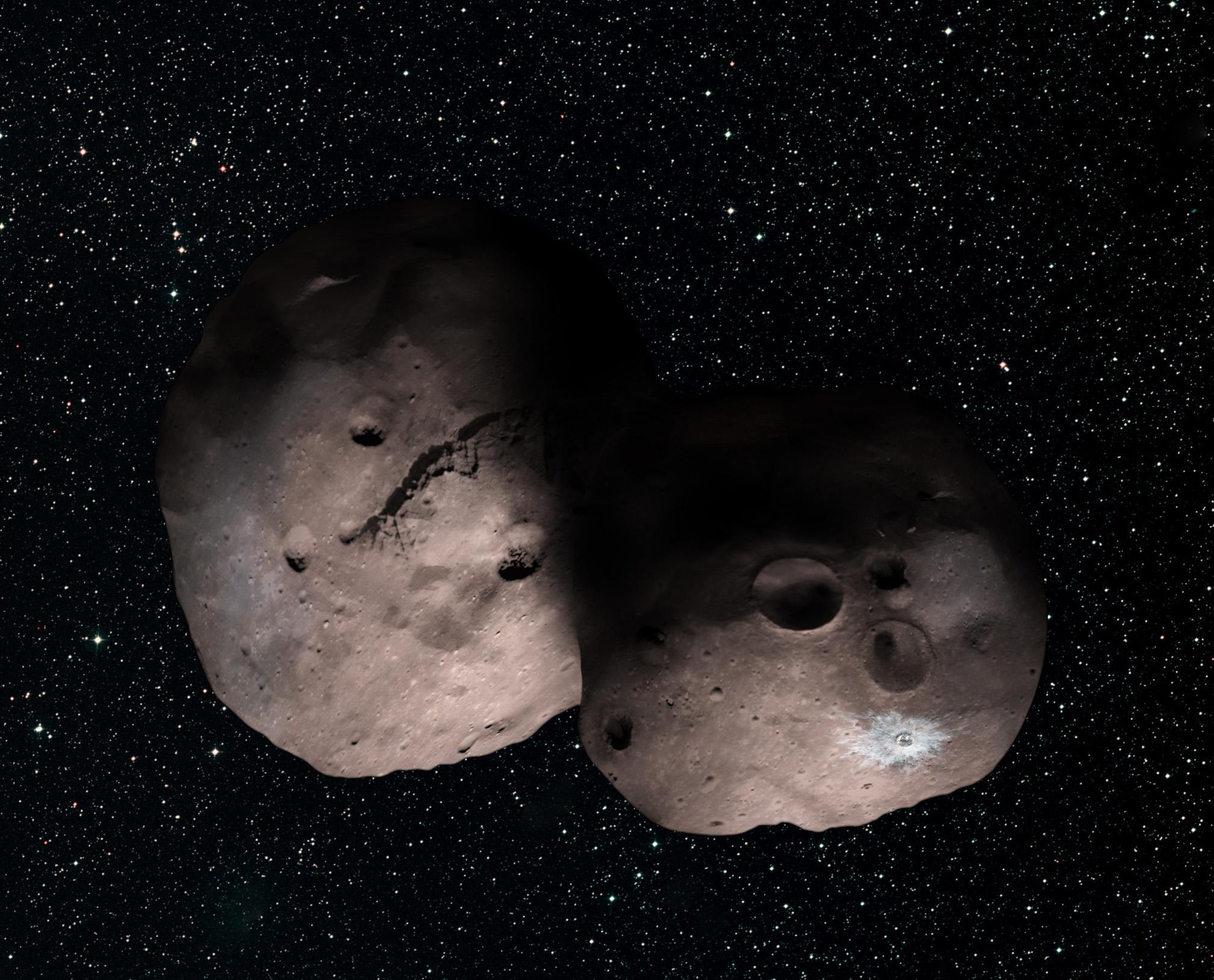 This is one artist's concept of Kuiper Belt object 2014 MU69, the next flyby target for NASA's New Horizons mission.