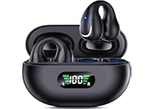 Open Ear Clip Wireless Earbuds Bluetooth 5.3, Sports Earphones Built-in Microphone with Earhooks & Ear Hook, Wireless Chargin