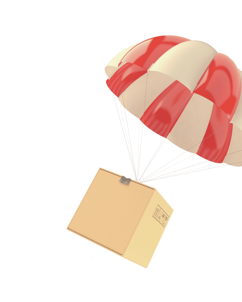 Box with a parachute
