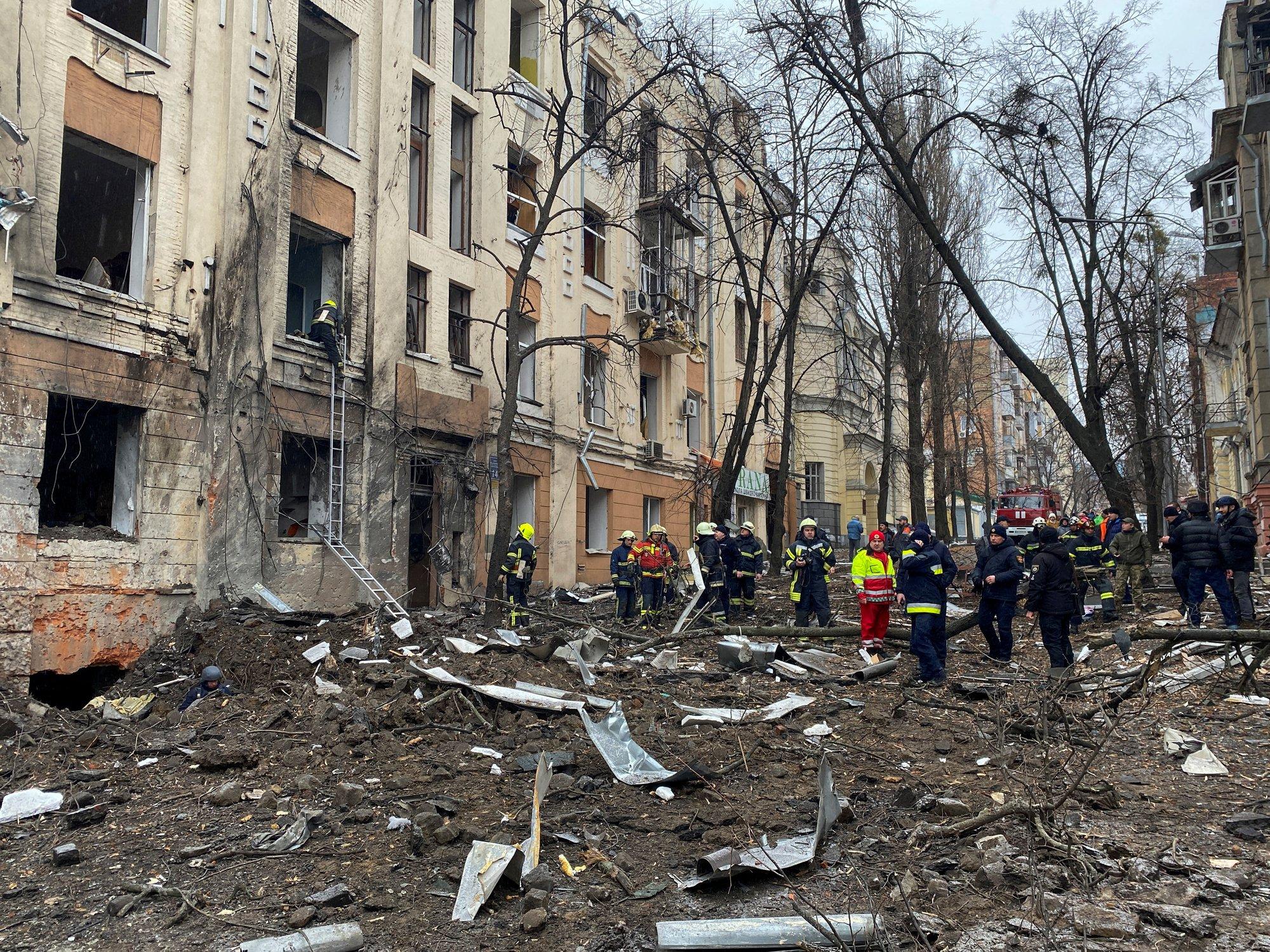 Пострадавший от ракетного удара жилой дом в Харькове. 5 февраля, 2023 год. Фото носит иллюстративный характер.