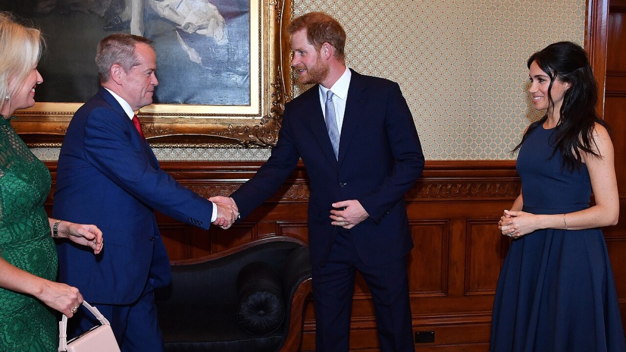 Britain's Prince Harry and his wife Meghan, meet Australia's opposition leader Bill Shorten and his wife Chloe.