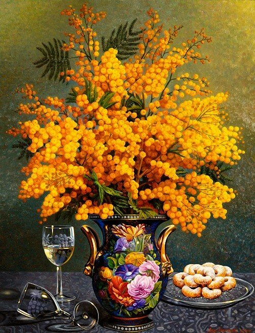 Ian Hornak American Mimosa in a Sevres Vase. 2000 ..jpg