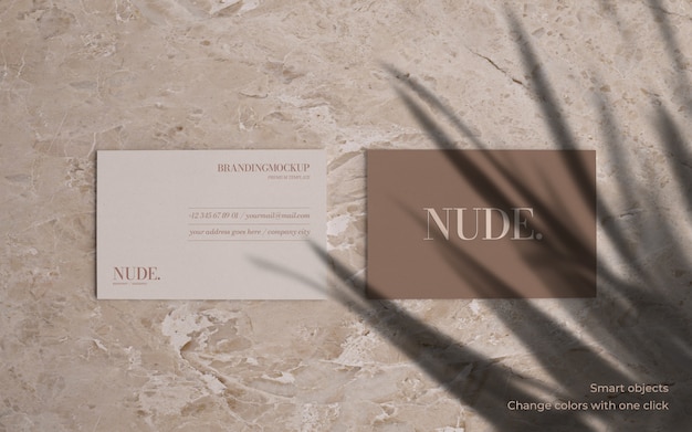 Free PSD elegant business card mockup with marble background