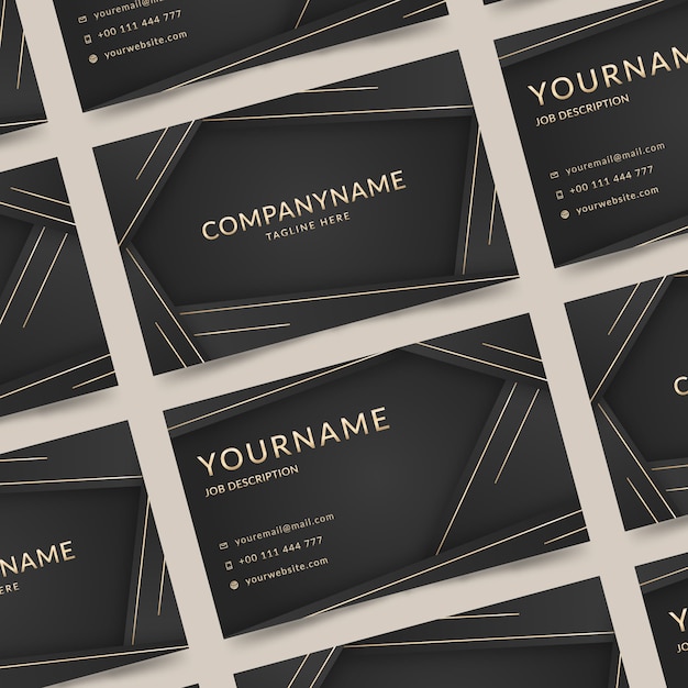 Free vector elegant business card with golden lines