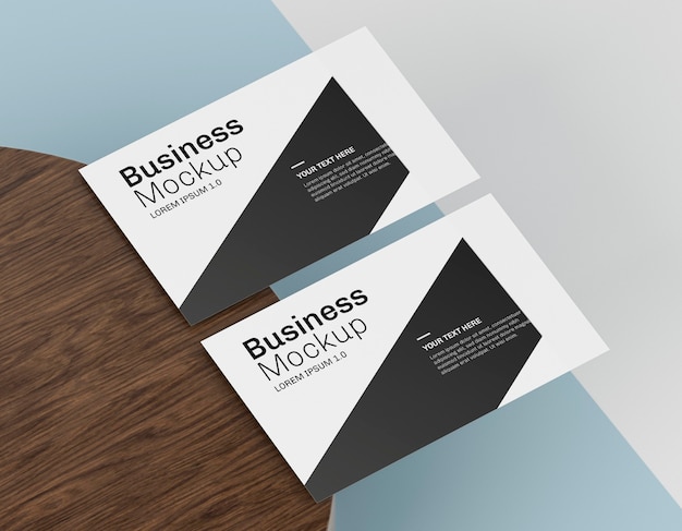 PSD business card mock-up on table