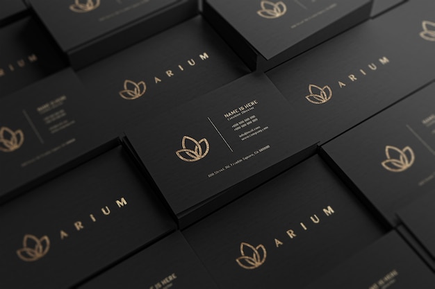 PSD close up on luxury business card mockup