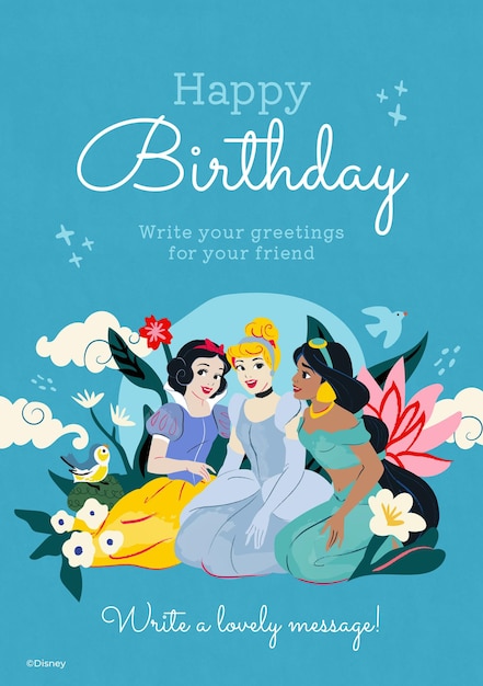 Disney Princess Happy Birthday Card