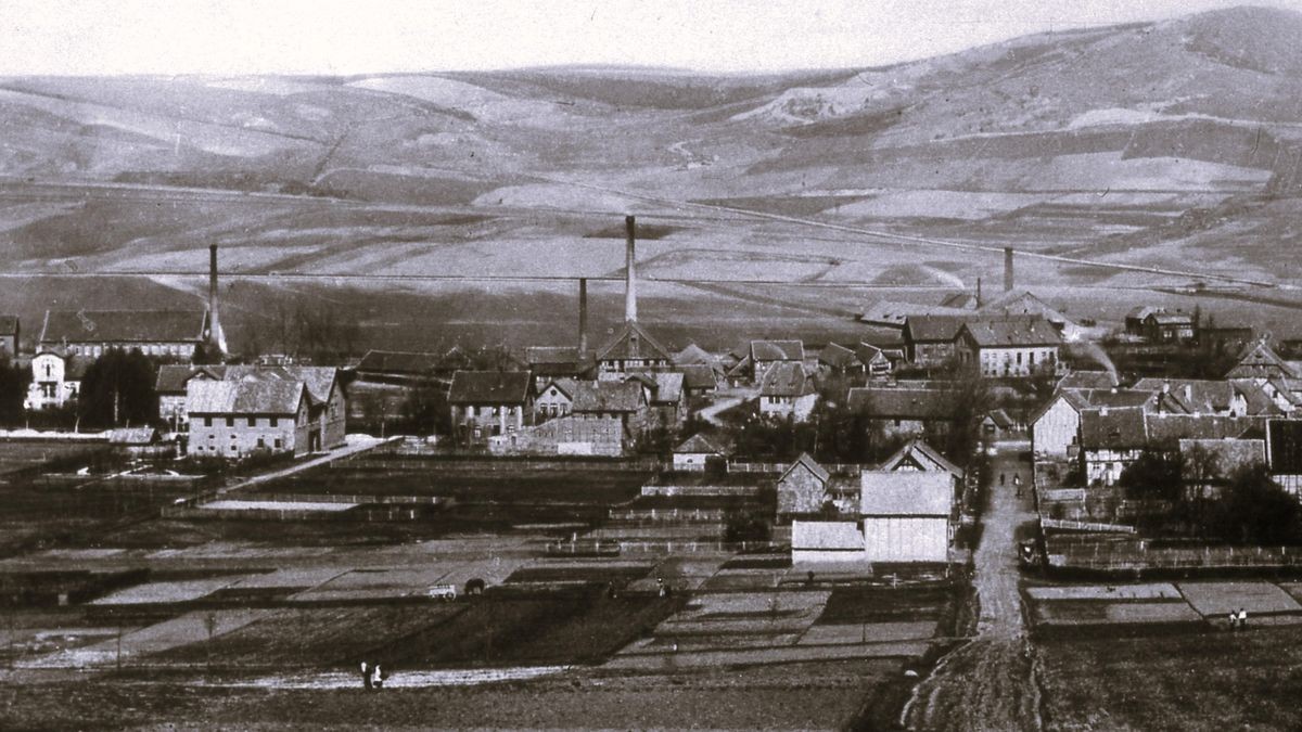 Blick auf die Leinenweberei um 1890 (rechts oben im Bild der Hamberg).