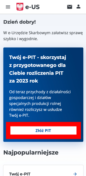 Главная страница сайта epit.podatki.gov.pl