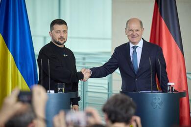 Президент Украины Владимир Зеленский и канцлер Германии Олаф Шольц на встрече в Берлине. Германия, 14 мая 2023 года. Фото: пресс-служба Владимира Зеленского