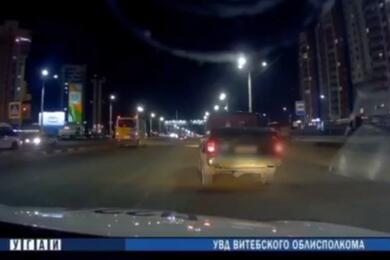 Задержание водителя в нетрезвом состоянии, Витебск, март 2024 года. Скриншот видео телеграм-канала "ГАИ Витебщины"