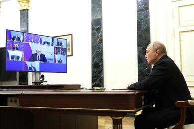 Владимир Путин на совещании с постоянными членами Совета Безопасности (в режиме видеоконференции). 1 марта 2024 года. Фото: kremlin.ru