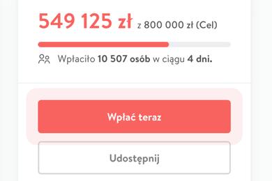 Такую сумму собралі неравнодушные на помощь Елизавете. 1 марта 2024 года. Скриншот сайта pomagam.pl