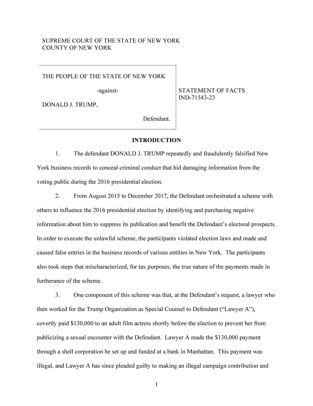 Page 17 of Trump Indictment 4/4/23 PDF document.