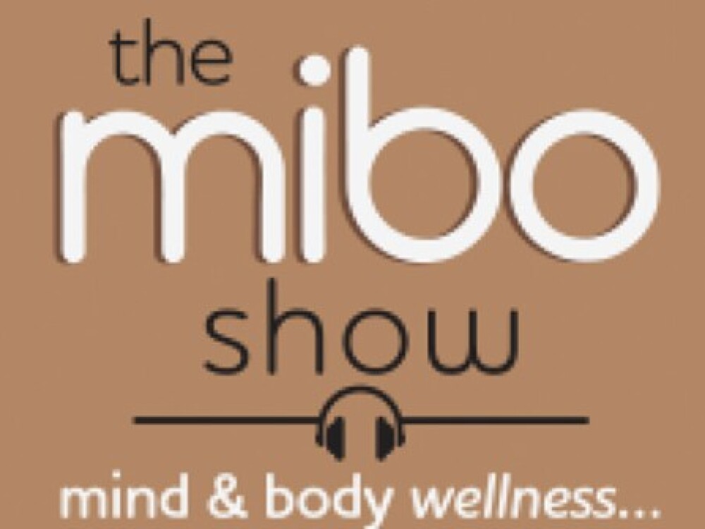 The mibo show title card on a brown background 