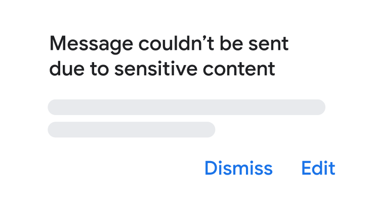 Messaggio di avviso che informa un utente che non è stato possibile inviare il suo messaggio a causa di contenuti sensibili.
