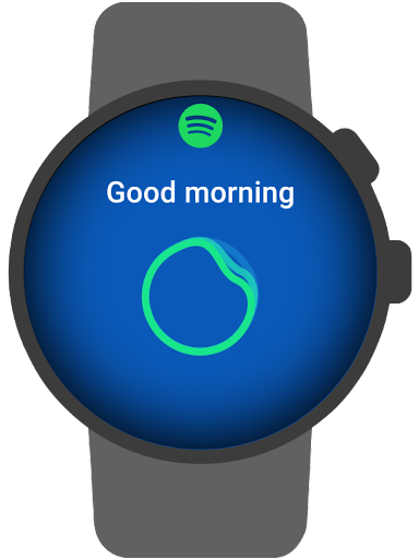 滑動瀏覽 Wear OS 版 Spotify 的三個新資訊方塊，在智能手錶上聆聽音樂和 Podcast。