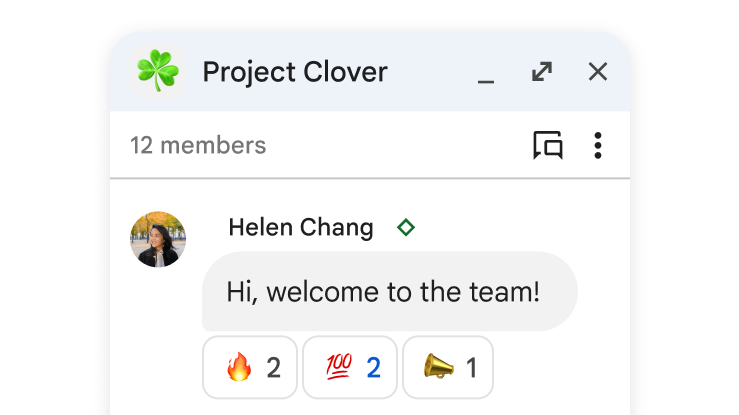 Espaço de chat do Project Clover para dar boas-vindas a um novo membro.