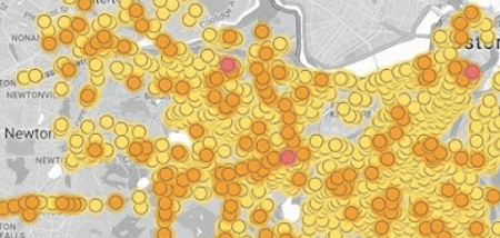 Map visualization of methane leak locations