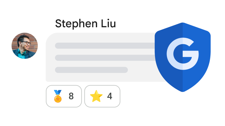 Chat message superimposed with the Google security shield to indicate integrated security.