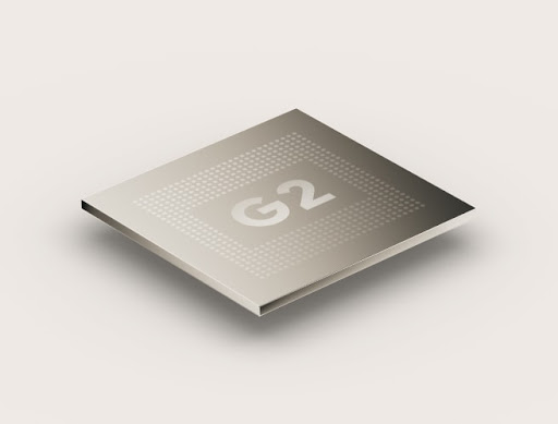 Sleek Google Tensor G2 hardware chip.