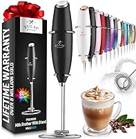 Zulay Kitchen Powerful Milk Frother Handheld Foam Maker for Lattes - Whisk Drink Mixer for Coffee, Mini Foamer for...