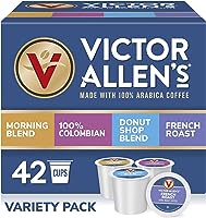 Victor Allen's Coffee Variety Pack (Morning Blend, 100% Colombian, Donut Shop Blend, and French Roast), 42 Count, Single...