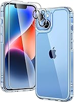 TAURI 5 in 1 Designed for iPhone 14 Case Clear, [Not Yellowing] with 2X Screen Protectors + 2X Camera Lens Protectors,...