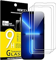 NEW'C [3 Pack Designed for iPhone 14, 13, 13 Pro (6.1") Screen Protector Tempered Glass, Case Friendly Anti Scratch...