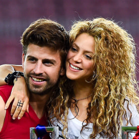 Gerard Pique of FC Barcelona and Shakira pose with the trophy after FC Barcelona won the Copa del Rey Final match against Athletic Club at Camp Nou on May 30, 2015 in Barcelona, Spain.